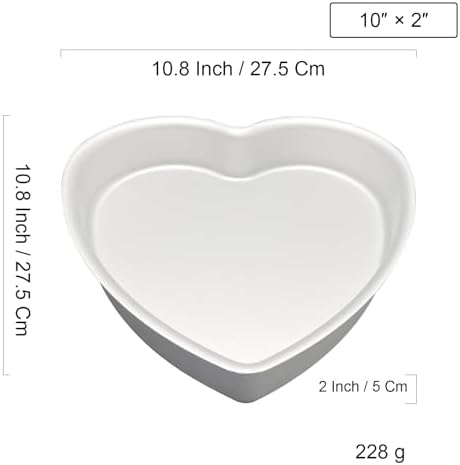 10 Inch Heart Shaped Cake Pan, Aluminum Heart Cake Mold, Heat-Resistant Baking Cake Pan for Wedding, Party, Family Occasions, Chocolate, Bread. (10 × 2 Inch)
