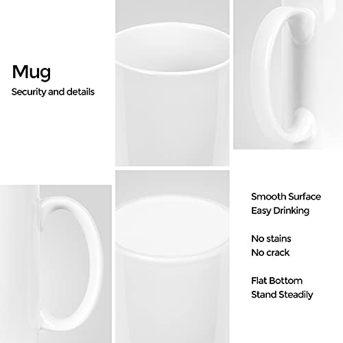 harebe 22 OZ Extra Large Coffee Mug, Smooth Ceramic Boss Giant Tea Cup Big Capacity and Handle for Dad Men, White