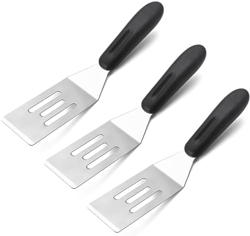3 Pieces Small Metal Spatula Set, Mini Stainless Steel Serving Spatulas for Kitchen Use, Ideal for Flipping Pancakes, Brownies, Cookies, Cakes, Eggs – Professional Cooking & Baking Utensil