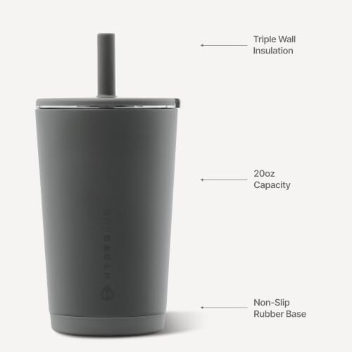 HydroJug Everyday Tumbler 14 oz, Ceramic-Lined Straw Cup, Stone