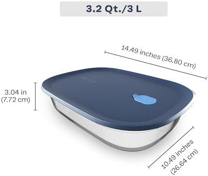 Tupperware Voila Glass XL Rectangular Food Storage – Baking Dish, 3.2 qt / 3 L
