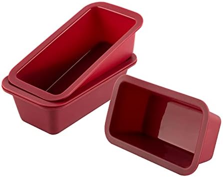Nalchios Silicone Mini Loaf Pan Set of 4, Non-Stick Easy Release Rectangle Cake Pan for Baking Bread, Flexible BPA Free Baking Mold and Bread Mold, Toast Pan, Brownie Loaf Pan, Cake Mold