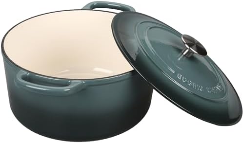 EDGING CASTING Enameled Cast Iron Dutch Oven with Sourdough Bread Baking Kit, Bread Dutch Oven with Lid, Includes Proofing Basket & Baking Tools, 5qt, Slateblue