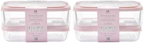 Glass Food Storage Containers with Lids — 12 Piece — 26.5 oz & 40.57 oz Glass with BPA-Free Leak Resistant Stackable Lids — Microwave, Oven & Dishwasher Safe — Ideal for Meal Prep & More Berry Blush