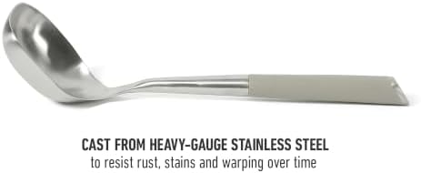 Calphalon Edge Soup Ladle, Stainless Steel Soup Ladle, Serving Ladle with Silicone Handle, Heat-Resistant Nonstick-Safe Kitchen Ladle for Soups, Sauces & Stews, Taupe