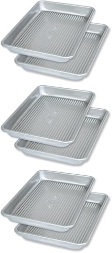 USA Pan Bakeware Mini Sheet Baking Pan Warp Resistant with Nonstick Quick Release Coating, Aluminzed Steel, Set of 2 (Pack of 3)
