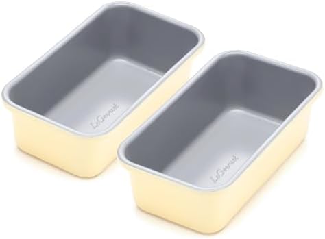 LeGourmet Nonstick Bread Loaf Pan 9 X 5 Inch, Ceramic Coating, Non-Toxic, Rust Resistant Aluminized Steel, Perfect 1 lb Baking Dish for Meatloaf, Pound Cake & Brownie (Butter 2pcs)
