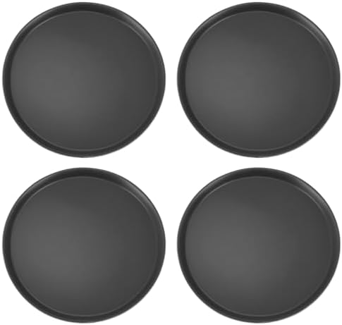 QWORK 16-Inch Round Non-Slip Serving Trays – 4 Pack Rubber Surface Plastic Tray Set for Restaurant, Café & Bar