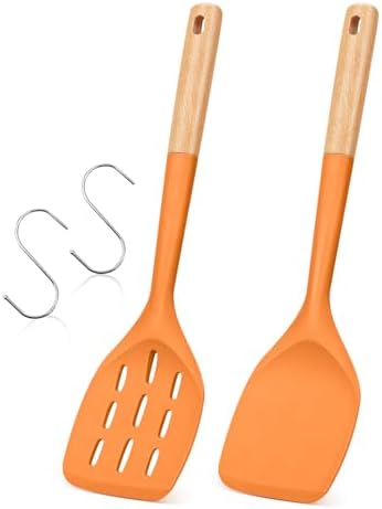 Badiano Silicone Spatula, Non Stick Turner for Cooking, Food Grade, Orange