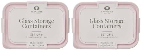 Glass Food Storage Containers with Lids — 12 Piece — 26.5 oz & 40.57 oz Glass with BPA-Free Leak Resistant Stackable Lids — Microwave, Oven & Dishwasher Safe — Ideal for Meal Prep & More Berry Blush