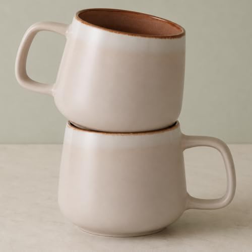 Ava Nord Large Stoneware Ceramic Coffee Mugs Set of 2 | 20 oz | Rose Sand