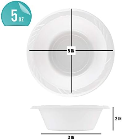 100 Count Disposable 5 ounce White Plastic Dessert Bowls