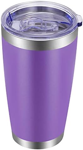 VEGOND 20oz Tumbler with Lid and Straw Stainless Steel Tumbler Cup Vacuum Insulated Double Wall Travel Coffee Mug Powder Coated Coffee Cup, Purple, 1 Pack