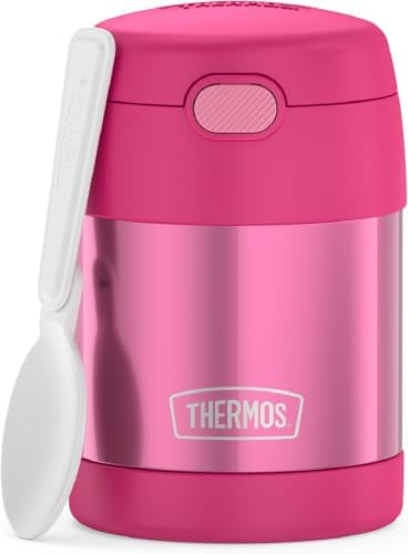 THERMOS FUNTAINER Insulated Food Jar,10 Ounce,Kid Friendly Food Jar with Foldable Spoon,Pink,(Pack of 6)
