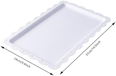 Set of 6 Plastic Serving Trays Food Tray - 14" x 9" Rectangle Serving Platter for Party Cafeteria Kitchen Restaurant , Small Flat Trays for Dessert Fruit Cookie Snack (6, White)