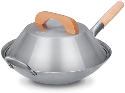 Craft Wok Dome Lid for 14-Inch Woks Traditional Dome Shaped with Wooden Handle Cover for 14 inch Woks Asian Cookware Aluminum / 732W3 (Pack of 2)