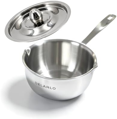 DELARLO Tri-Ply Stainless Steel Small Stainless Steel Pot with Pour Spout