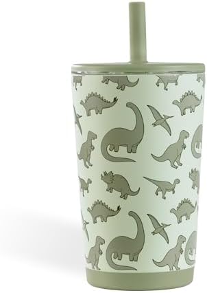 HydroJug Everyday Tumbler 14 oz, Ceramic-Lined Straw Cup, Dinosaur