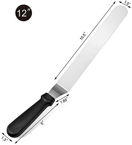 New Star Foodservice Angled Icing Spatula, 12 Inch Blade, 17 Inch Overall, Bakery-Grade Stainless Steel Offset Cake Decorating Spatula