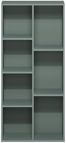 Furinno LUDER Book Shelf, 7-Cube Bookshelf, Bookcase with Open Shelves, 9.4 x 19.5 x 41.7, Easy Assembly, for Living Room, Bedroom, Home Office, Sage Green