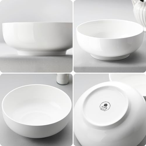 MALACASA Large Serving Bowls, 60 OZ (8") White Salad Bowls Set of 2