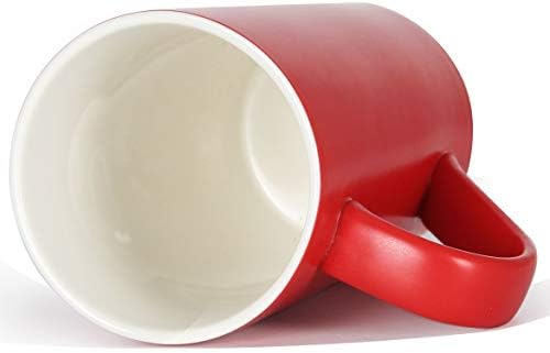 20 oz Large Coffee Mugs, M007 Tall Ceramic Cup with Handle for Dad Men, Set of 2, Christmas Red