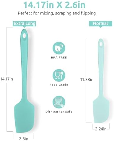 U-Taste 14in Extra Large Silicone Spatula, 600°F Heat Resistant, Aqua Sky