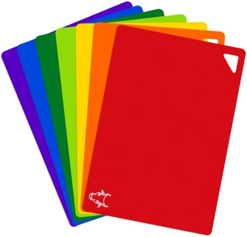 7 Pieces Plastic Flexible Cutting Boards for Kitchen, BPA- Free,15"x12"