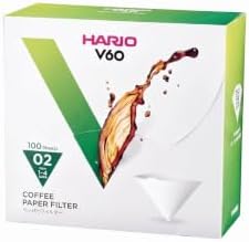Hario V60 Paper Coffee Filter, Size 02, White, 100ct Box