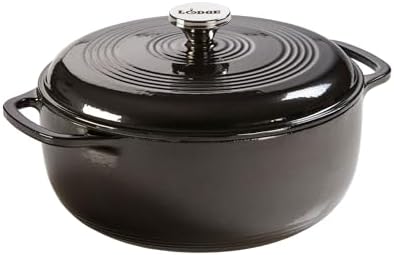 Lodge Essential Enamel Cast Iron Dutch Oven, 6 Quart, Midnight Chrome