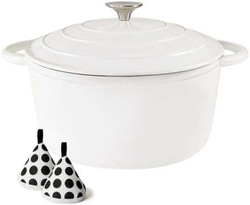 4.5 QT Enameled Cast Iron Dutch Oven with Self-Basting Lid, Heavy Duty Soup Pot for Tender Stews, Slow Cooking, Roasts & Bread Baking, Moisture-Locking, Smooth Easy-Clean Enamel Interior, Oven Safe 500°F