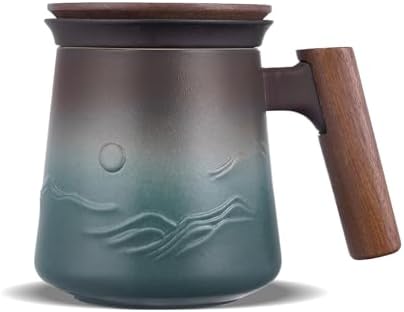 ZENS Tea Mug with Infuser and Lid for Loose Tea Steeper, 14.5oz Blue