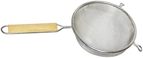 TrueCraftware- 6-Inch Single Fine Tin Mesh Strainer 6-3/4" Handle Length Wooden Handle- Kitchen Utensil Food Strainer Skimmer Spoon for Cooking Sieve Sifters Rice Quinoa Pasta Fruits Vegetable