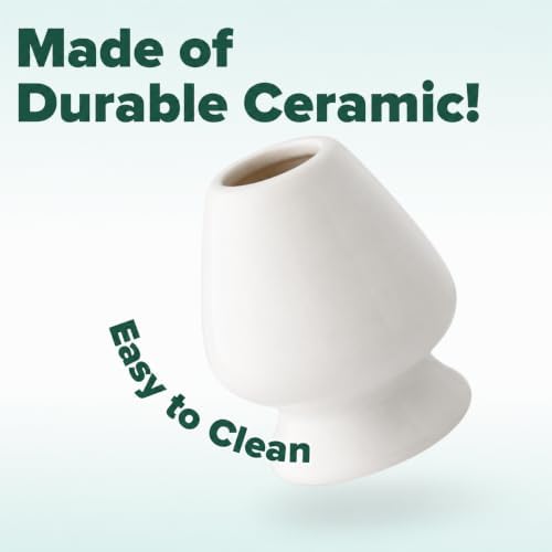 Aprika Life Matcha Whisk White Holder, Ceramic Chasen Stand for Bamboo Whisk, Japanese Tea Ceremony Accessory