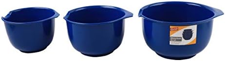 Glad Mixing Bowls with Pour Spout, Set of 3 Nesting Design Saves Space Non-Slip, BPA Free, Dishwasher Safe Plastic Kitchen Cooking and Baking Supplies, Blue