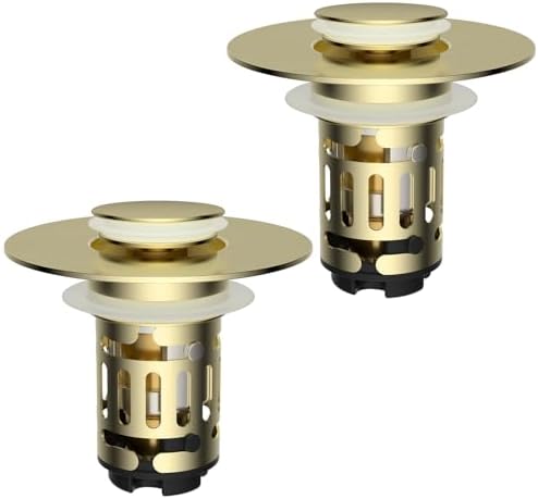 Hibbent 2 PCS Upgraded 3 in 1 Bathroom Sink Drain Strainer, Pop Up Stopper