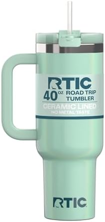 RTIC 40oz Road Trip Tumbler, Insulated, Ceramic Lined, Fresh Mint Glitter