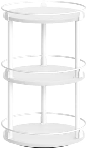 YATINEY Lazy Susan Organizer, Rotating Spice Rack, 3 Tier Spice Turntable Organizer, Industrial Turntable Spice Holder, for Kitchen Countertop and Cabinet, Compact and Versatile, White SR23WW