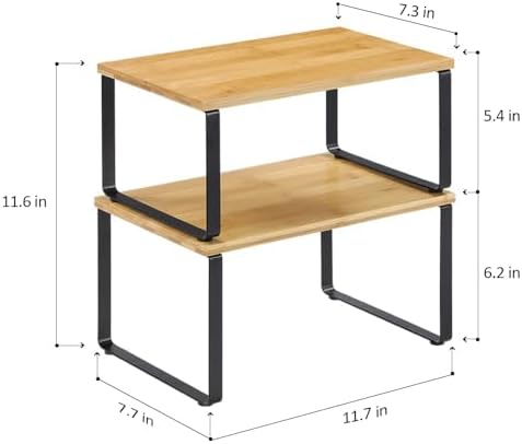 NEX Bamboo Cabinet Organizer Shelf, Kitchen Counter Shelves Set of 4