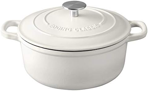 EDGING CASTING Cast Iron Dutch Oven With Lid Round Pot Enameled Covered for Bread Baking, 7 Quart, White