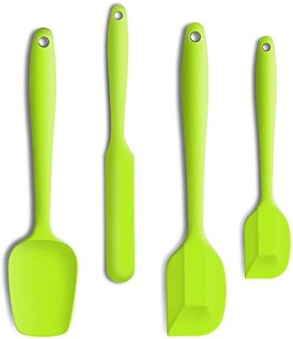 4-Piece Silicone Spatula Set with Stainless Steel Core, Green