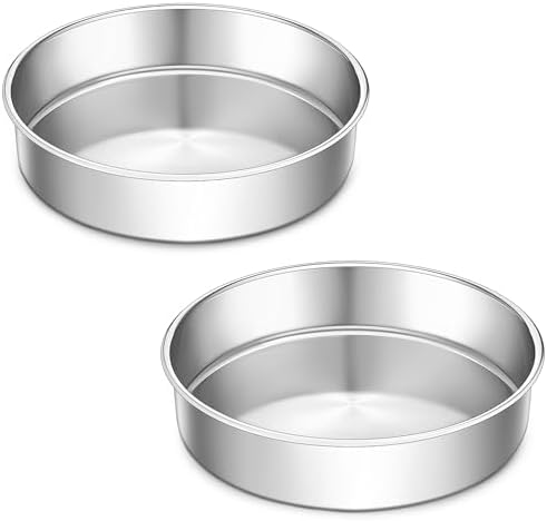 LIANYU 9 Inch Round Cake Pan Set of 2, Stainless Steel Layer Pan for Baking