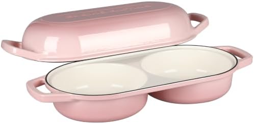 EDGING CASTING Enameled Cast Iron Double Bread Dutch Oven, Pink