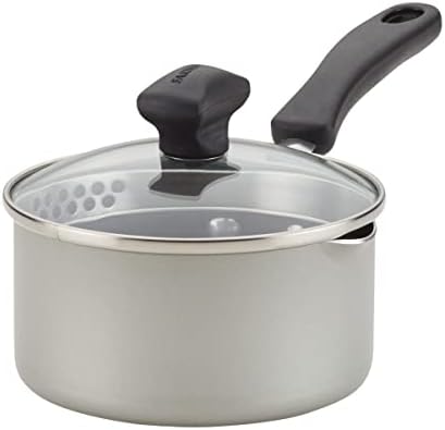 Farberware Cookstart DiamondMax Nonstick Straining Saucepan, 1-Qt, Silver