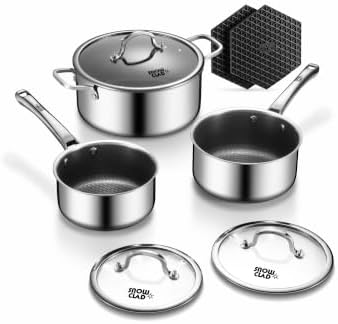 Sauce pan with lid,Hybrid Nonstick 2.5 & 3.5 & 6.1 QT Pot Set