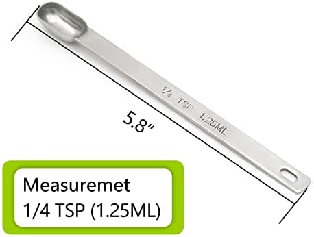 3PCS 1/4TSP(1.25ML) Measuring Spoon, Stainless Steel Long Handle Teaspoons