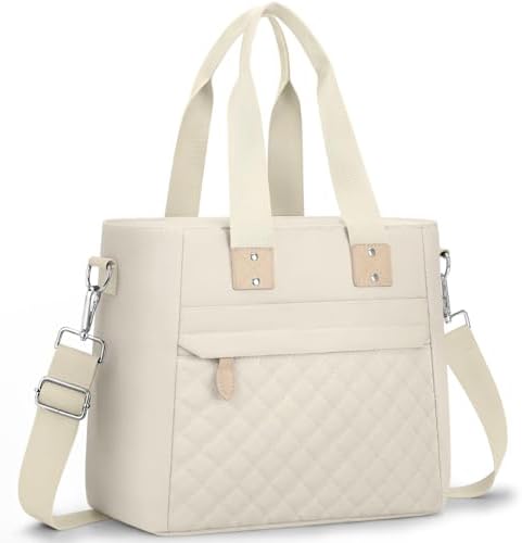 Capolo Lunch Bag for Women,Large Insulated Lunchbox Tote Reusable,L-White