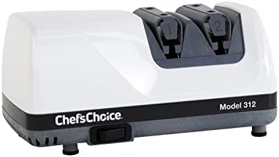 Chef'sChoice Professional Electric Knife Sharpeners UltraHone With 100-Percent Diamond Abrasives And Precision Angle Guides For 20-Degree Straight-Edge and Serrated Knives, 2-Stage, White