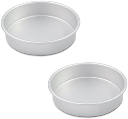 7-inch round cake pans set 2,Cake tins perfect for baking bread, cheesecake, cakes more - durable aluminum molds for circle cake pan (7×2 round Cake Pan, Set of 2)