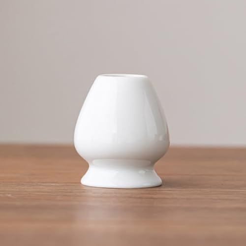 Ceramic Matcha Whisk Holder Stand for Bamboo Matcha Chasen (White)